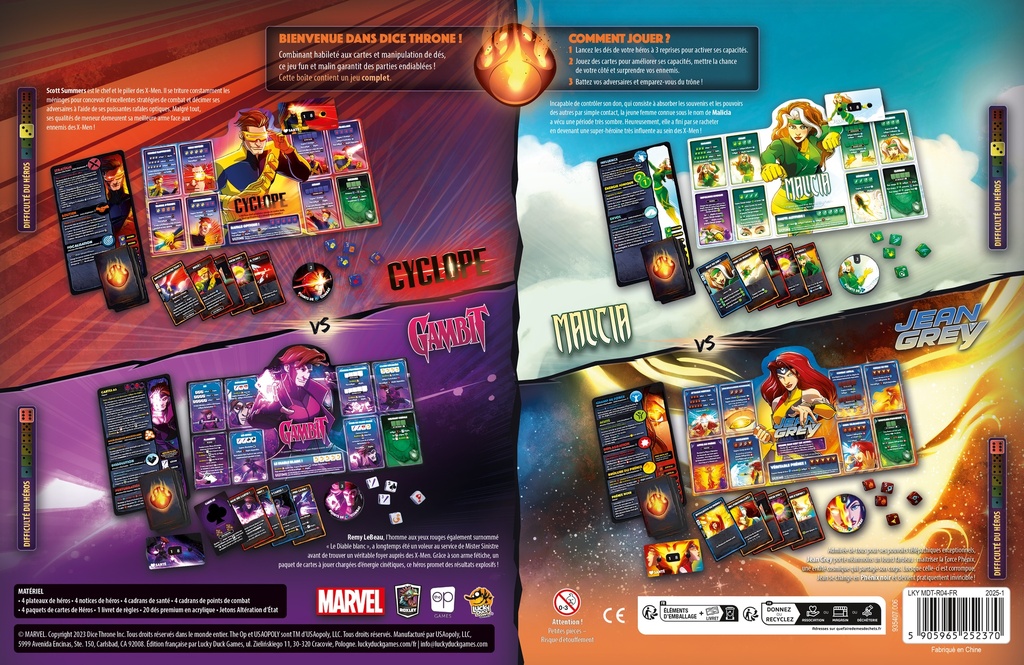 Marvel Dice Throne - X-Men : Cyclops vs. Gambit vs. Rogue vs. Jean Grey - FR